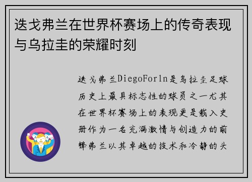 迭戈弗兰在世界杯赛场上的传奇表现与乌拉圭的荣耀时刻